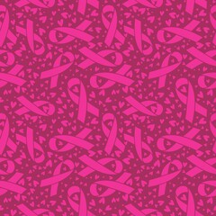 Breast cancer month seamless pink ribbon day mammogram pattern for wrapping paper and medical accessories