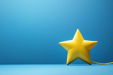 Fototapeta premium Vibrant Yellow Star on a Blue Background