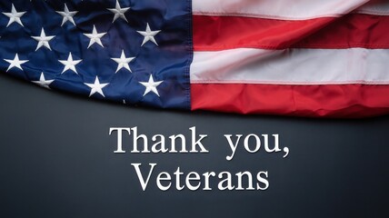 Thank you veterans text over american flag background image