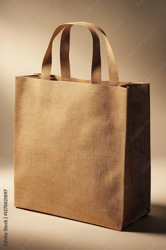Poster natural texture reusable burlap tote bag designed for groceries and daily errands : generative ai