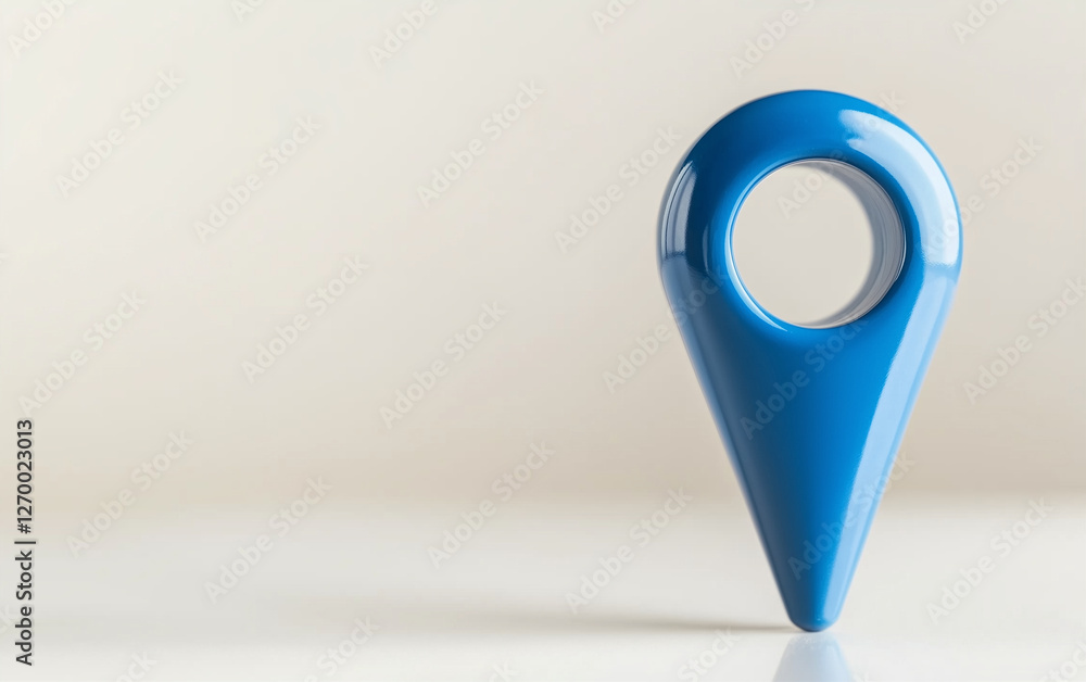 Poster blue location marker on white background. location marker is a common symbol for maps and navigation