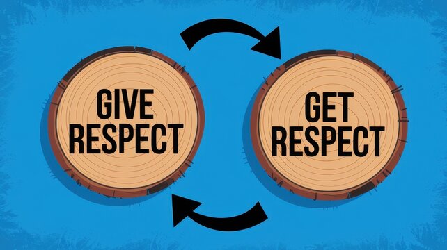 Give respect to get respect depicted on wood slices
