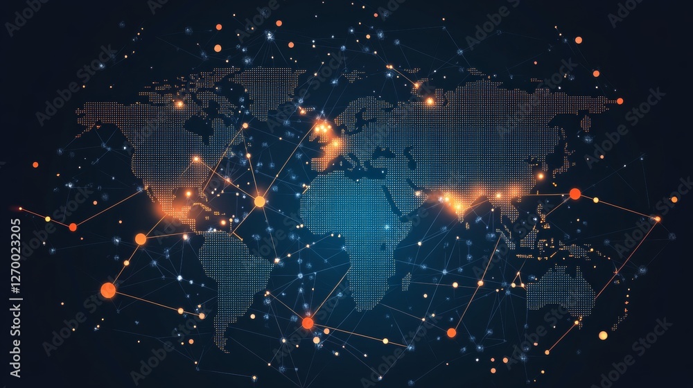 Poster global network connections a visual representation of data flow and interconnectivity.