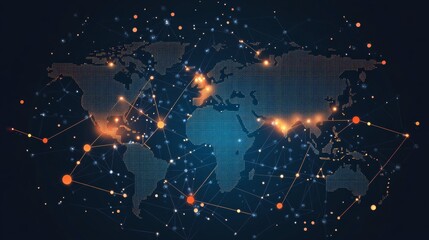 Global Network Connections A Visual Representation of Data Flow and Interconnectivity.