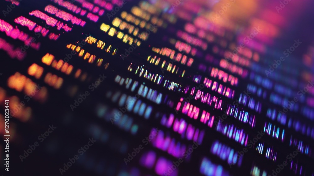 Poster abstract digital background with colorful glowing lines and bokeh effect