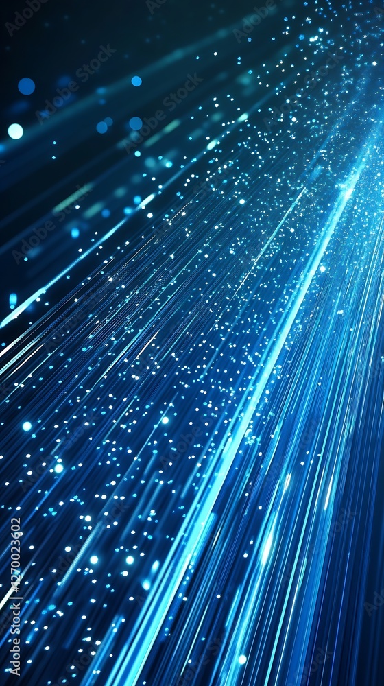 Fototapete vibrant blue light rays and sparkling particles creating a beautiful digital background : generative