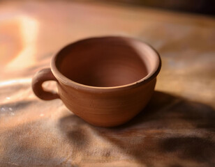 Fototapeta premium Close-Up of a Clay Cup with Natural Finish and Rustic Charm