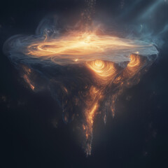 Floating Island in the Sky with Mysterious Terrain and Floating Rocks