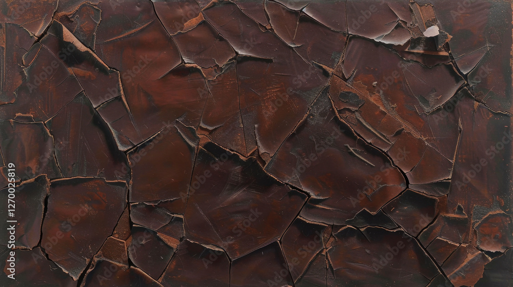 Aufkleber cracked brown surface with textured appearance, showcasing deep shades and intricate patterns. this 