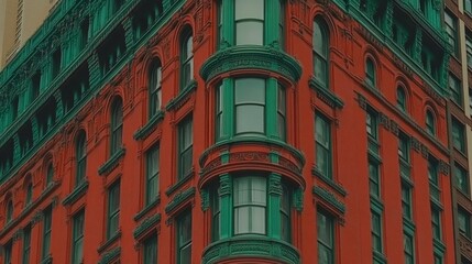 Obraz premium A Stunning View of an Ornate Red and Green Building
