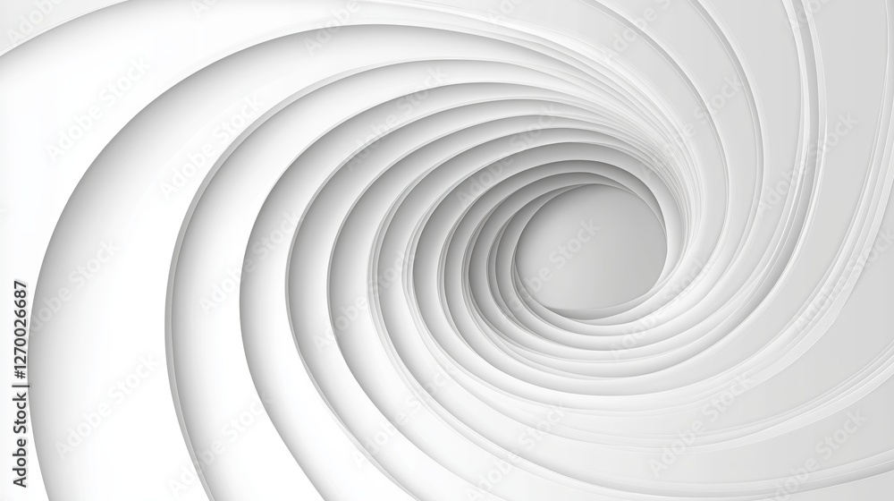 Poster abstract white spiral design with fluid motion, showcasing futuristic geometry, artistic elegance, a