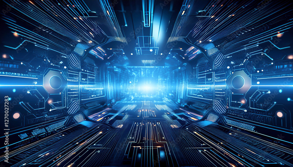Poster high-tech digital background with futuristic elements and cyber design