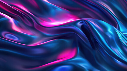 Fototapeta premium Sleek, colorful fabric waves in shades of blue and pink create vibrant, dynamic texture. smooth surface reflects light, enhancing visual appeal and depth