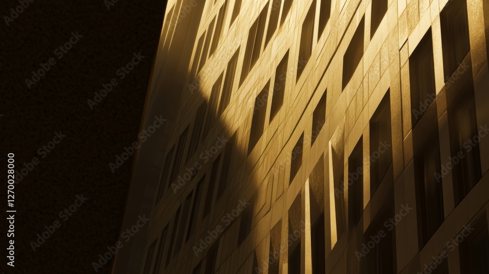 Poster golden hour architecture: a study in light and shadow on a modern building