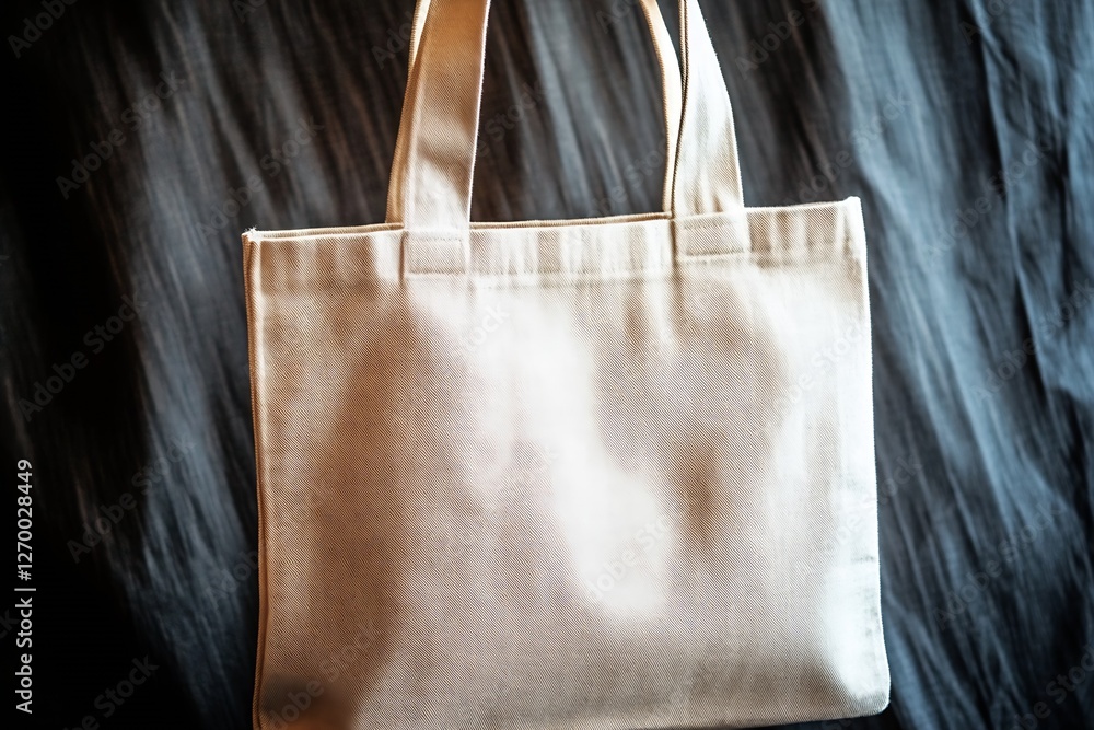 Poster sophisticated beige tote bag with a simple design theme ideal for daily use and shopping : generativ