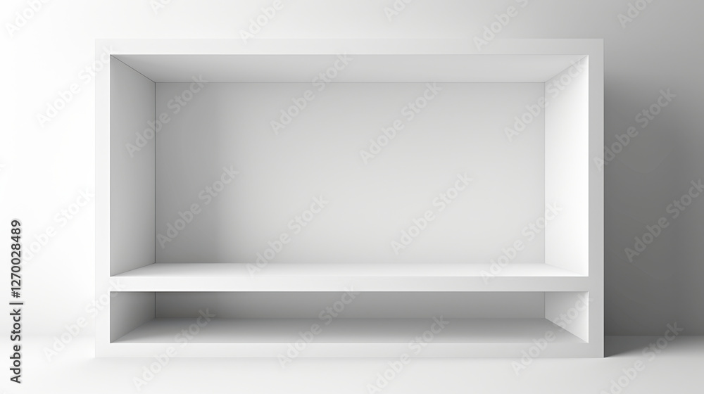 Poster minimalist white shelf with empty space for display or storage
