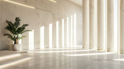 Modern interior with natural light and plant