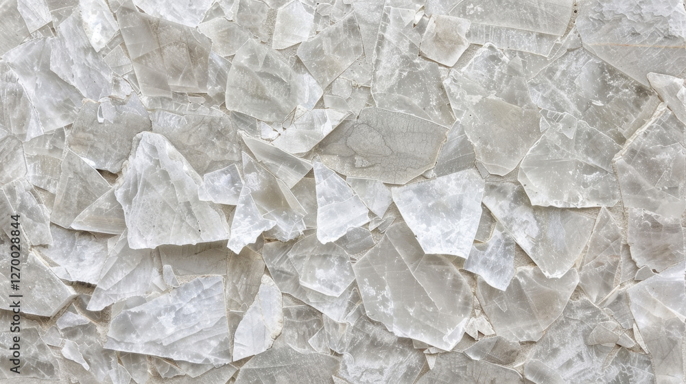 Poster natural stone texture with irregular white and gray fragments, ideal for backgrounds or design eleme