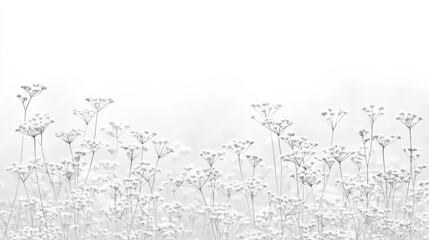 Delicate wildflowers blooming in a misty landscape nature photography serene environment calm viewpoint