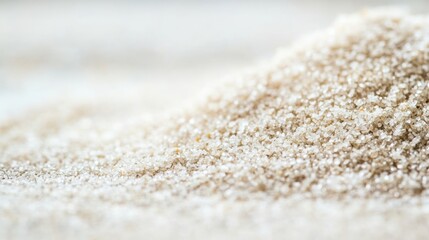 Examining grainy sugar texture kitchen setting food photography bright lighting close-up view sweetness concept
