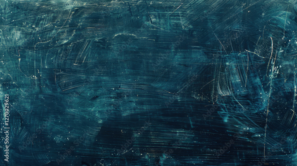 Poster abstract dark blue textured background with brush strokes and scratches, creating moody and artistic