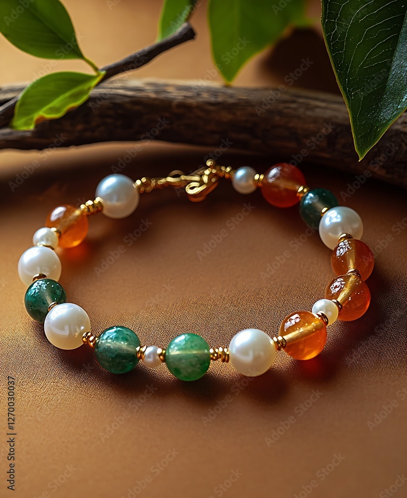 Aufkleber stylish gemstone bracelet featuring vibrant colors and artistic design on a soft background : genera