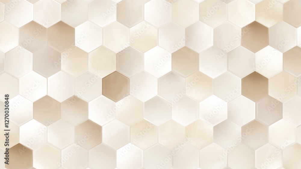 Poster subtle hexagon pattern background with cream and beige tones