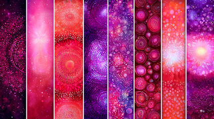 Abstract cosmic nebula textures; vibrant red, purple, pink; galaxy background; website design