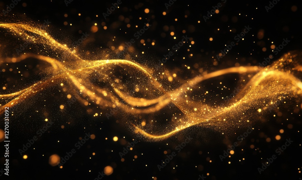 Poster abstract powerpoint background with glowing light waves on a black background