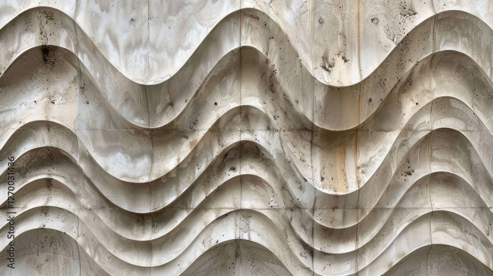 Poster textured wall with wavy patterns, showcasing modern design in neutral tones. flowing lines create se