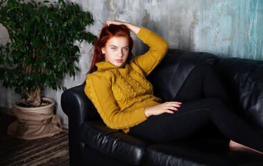 beautiful young girl in the studio