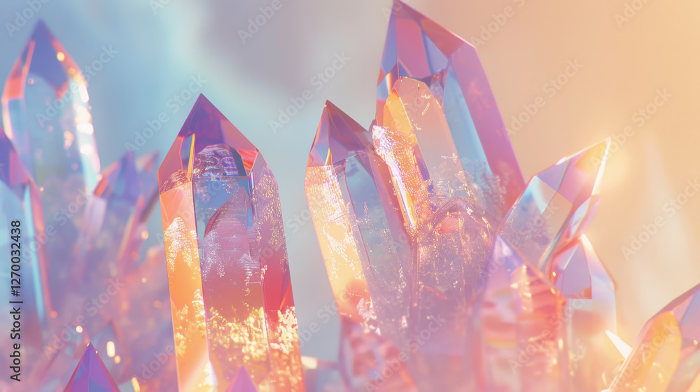 Aufkleber vibrant crystal formations with colorful, iridescent glow create mesmerizing display. sharp edges an