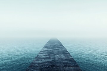 Obraz premium Misty Pathway Over Calm Water: A Serene Landscape