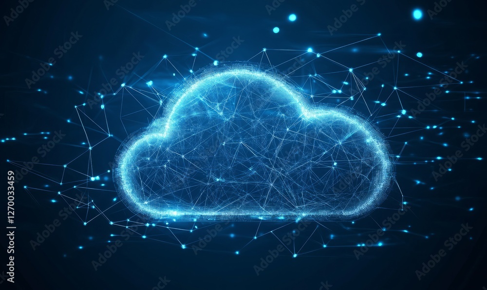 Poster digital cloud as a symbol of cloud computing technology