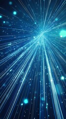 Obraz premium Radiating Blue Light with Glittering Particles Creating an Energetic Atmosphere : Generative AI