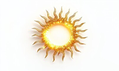A celestial sun with a halo of luminous rays forming a symbolic gateway to heaven, isolated against a white background
