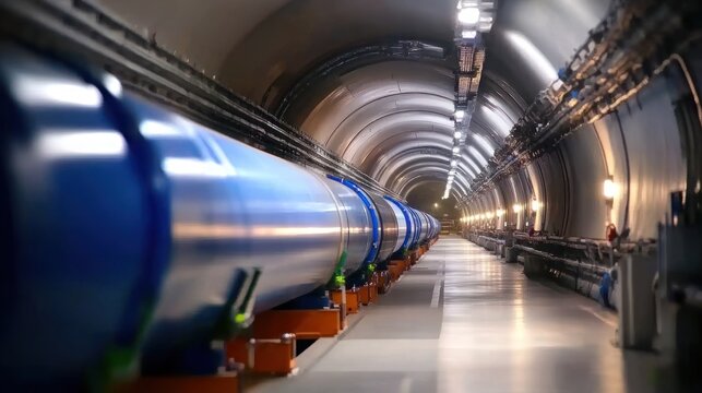 Interior View of the Large Hadron Collider Tunnel at CERN, Switzerland