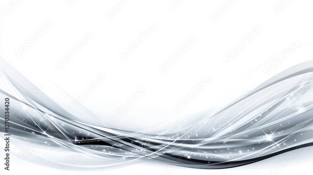Poster dynamic silver wave patterns abstract space digital art minimalist environment aesthetic viewpoint f