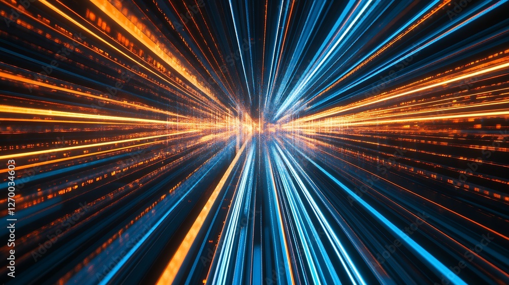Poster enhanced digital light rays and bright specks forming a captivating visual journey : generative ai