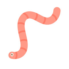 Cartoon illustration of a worm with a simple and modern design and cheerful colors.