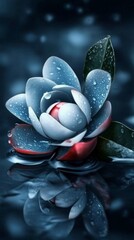 Serene Water Lily: A Dark Blue Floral Masterpiece