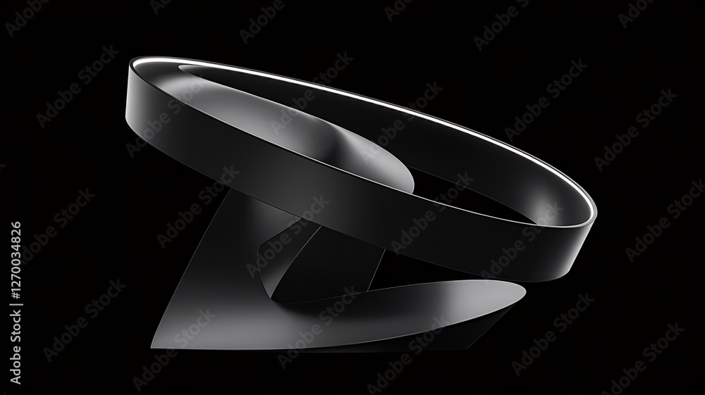 Aufkleber a minimalist 3d sculpture with a smooth, black surface, designed in an abstract shape that symbolize