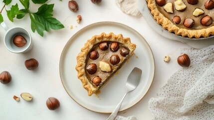 A Stunning Hazelnut Pie Slice: A Culinary Masterpiece