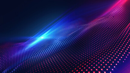 Fototapeta premium Vibrant abstract background with glowing dots in blue and pink hues, creating dynamic wave effect. Perfect for technology and digital themes
