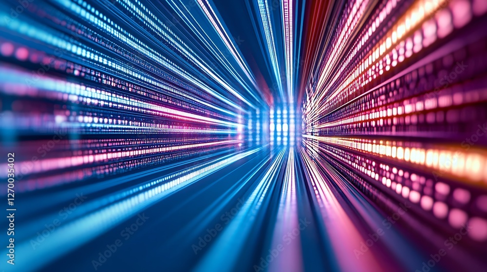 Aufkleber Futuristic View of Blurred Lines of Data Flow with a Palette of Vibrant Colors : Generative AI