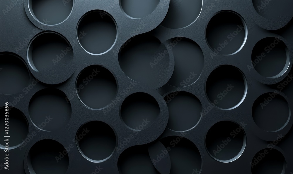 Poster background with black circle pattern on dark grey texture.