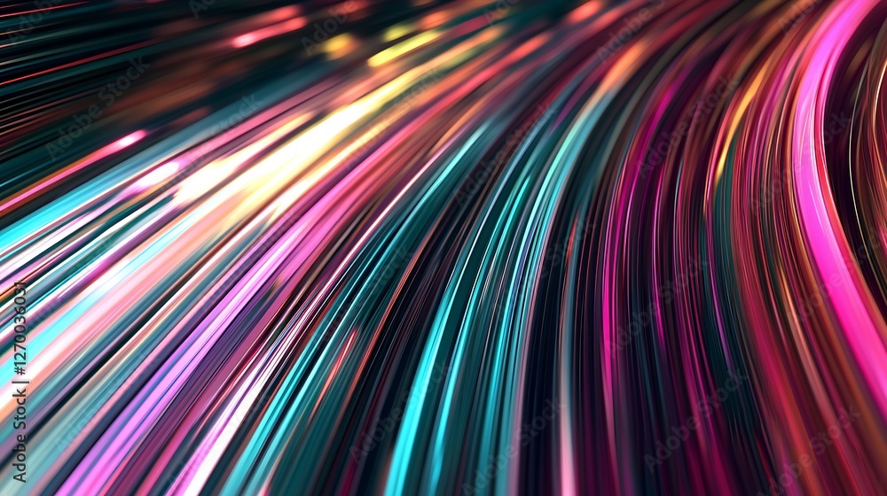 Poster Close-Up of Colorful Light Trails Creating an Engaging Abstract Artwork : Generative AI