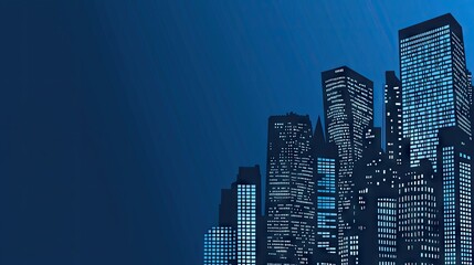 Obraz premium Night city skyline, illuminated buildings, urban landscape, background gradient, website banner