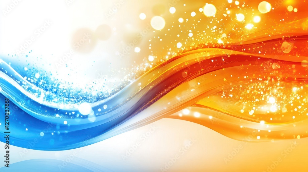 Poster Abstract Wave Background with Bokeh Lights and Vibrant Color Transitions