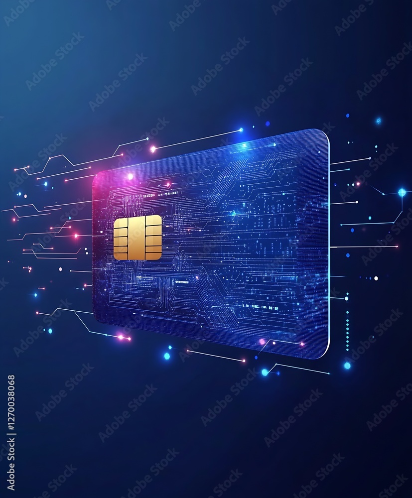 Poster Sleek Digital SIM Card with Advanced Circuitry in a High-Tech Setup : Generative AI